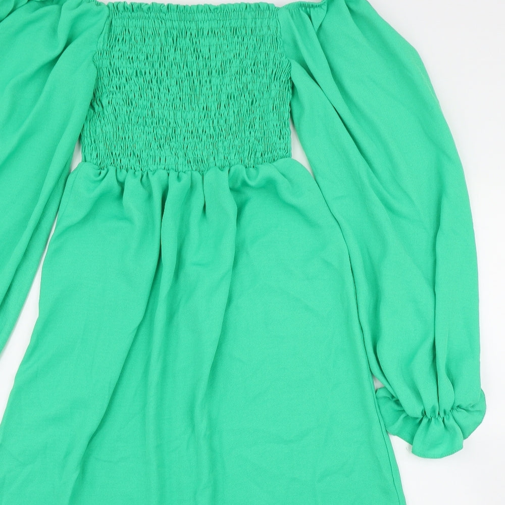 New Look Womens Green  Polyester Fit & Flare  Size 8  Off the Shoulder