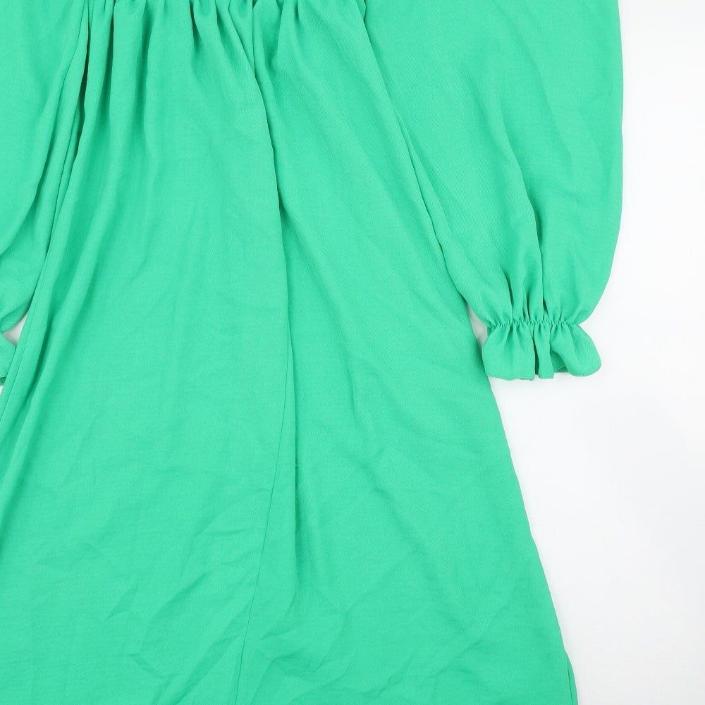 New Look Womens Green  Polyester Fit & Flare  Size 8  Off the Shoulder
