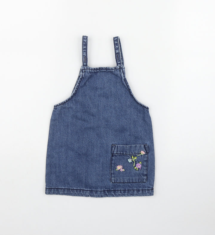 NEXT Girls Blue  Cotton A-Line  Size 18-24 Months  Square Neck Button