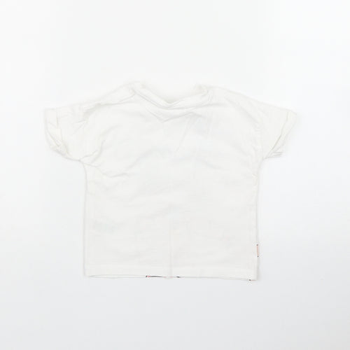 Matalan Girls White  Cotton Basic T-Shirt Size 9-12 Months Round Neck  - 'Hello Summer'