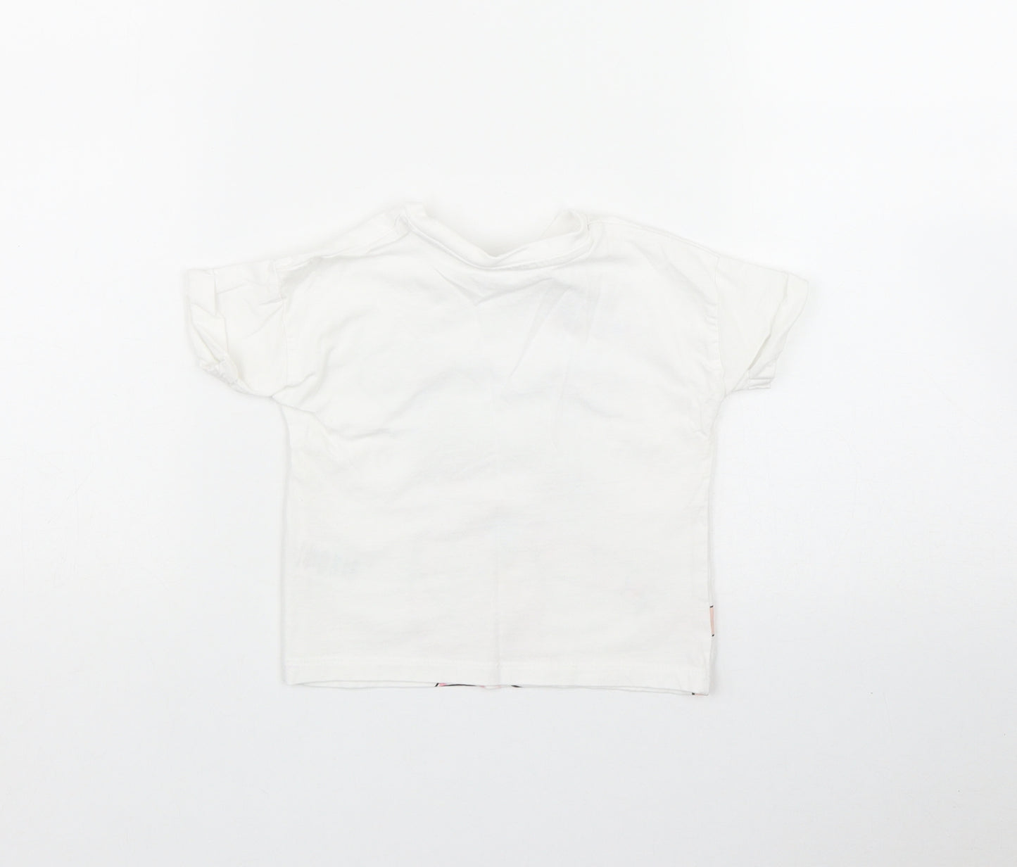 Matalan Girls White  Cotton Basic T-Shirt Size 9-12 Months Round Neck  - 'Hello Summer'