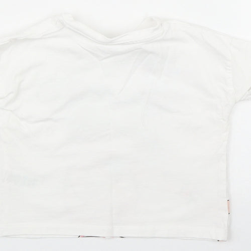 Matalan Girls White  Cotton Basic T-Shirt Size 9-12 Months Round Neck  - 'Hello Summer'