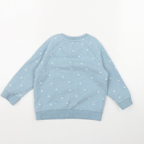 Mini Boden Girls Blue Polka Dot Cotton Pullover Sweatshirt Size 2-3 Years   - Cat