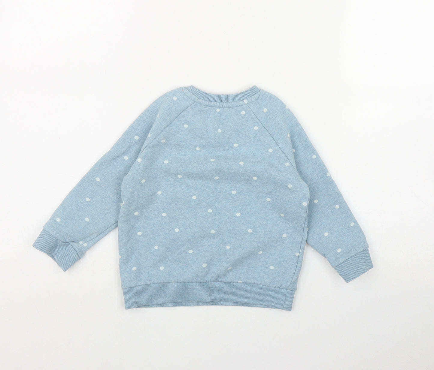 Mini Boden Girls Blue Polka Dot Cotton Pullover Sweatshirt Size 2-3 Years   - Cat
