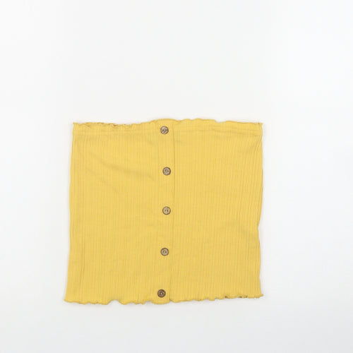 New Look Womens Yellow  Polyester Basic T-Shirt Size 12 Off the Shoulder