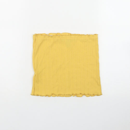 New Look Womens Yellow  Polyester Basic T-Shirt Size 12 Off the Shoulder