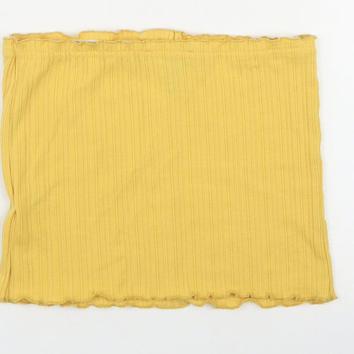 New Look Womens Yellow  Polyester Basic T-Shirt Size 12 Off the Shoulder