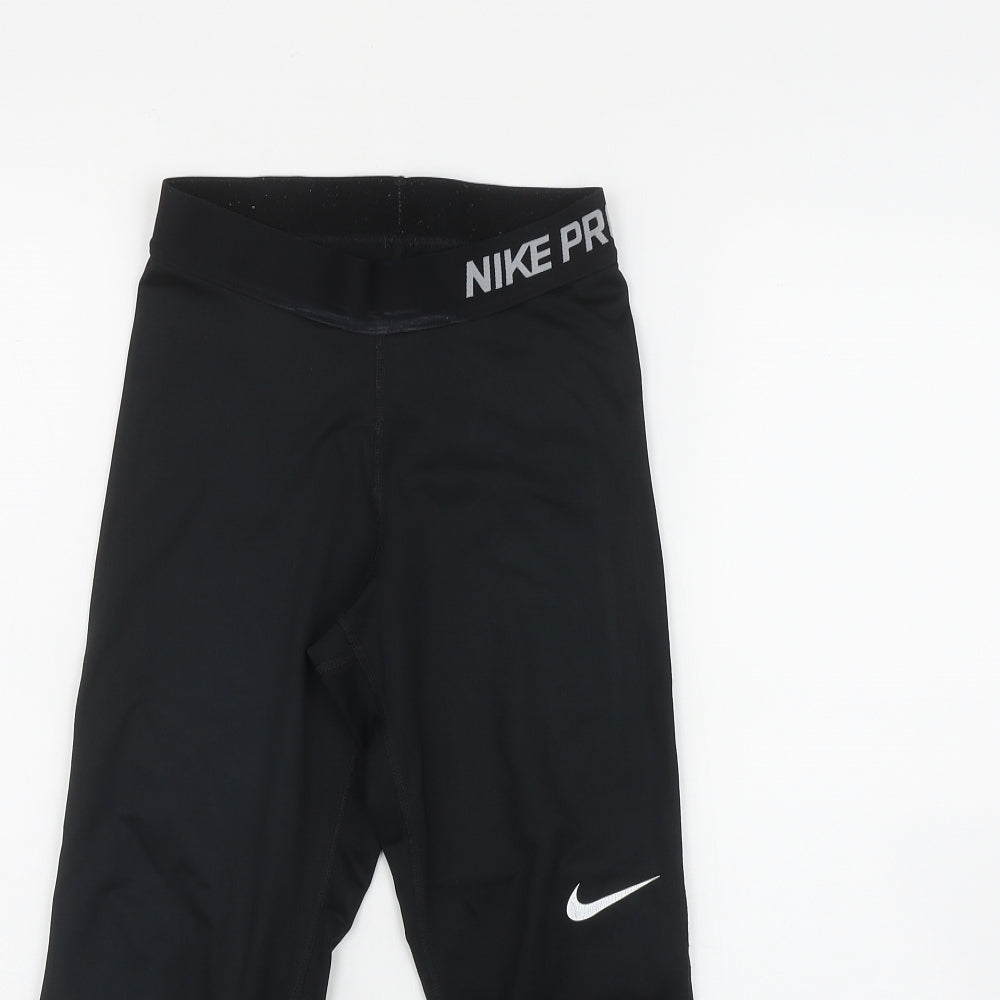 Nike Womens Black  Polyester Cropped Leggings Size XS L21 in Regular