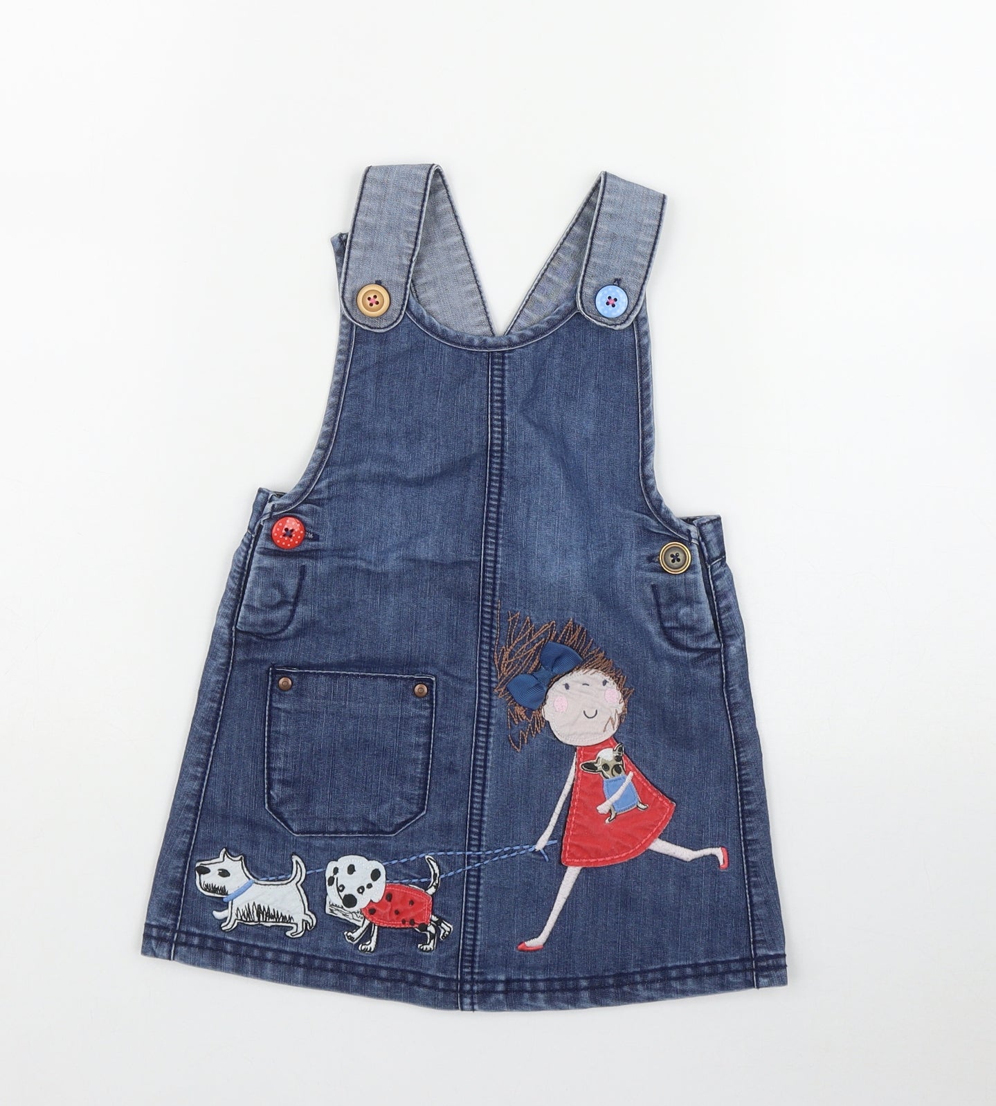 NEXT Girls Blue  Cotton A-Line  Size 2-3 Years  Scoop Neck Button