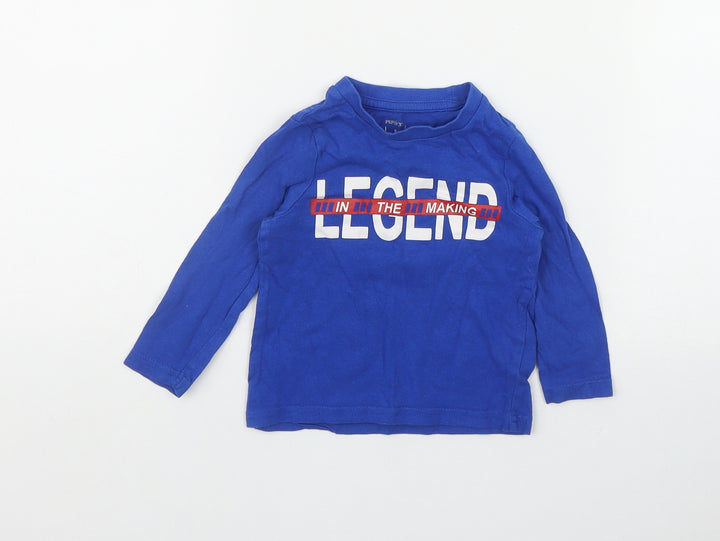 Pep&Co Boys Blue Cotton Basic T-Shirt Size 9-12 Months Round Neck - 'Legend in the making'