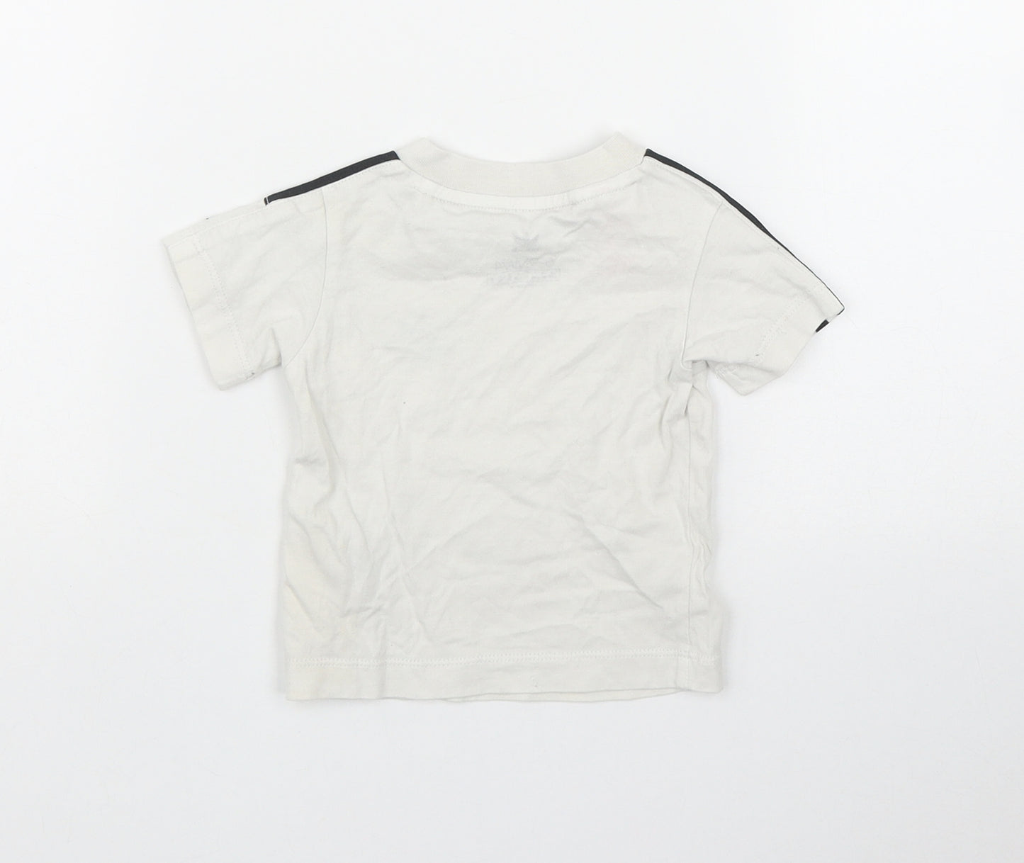 adidas Baby White  Cotton Basic T-Shirt Size 6-9 Months Round Neck Snap