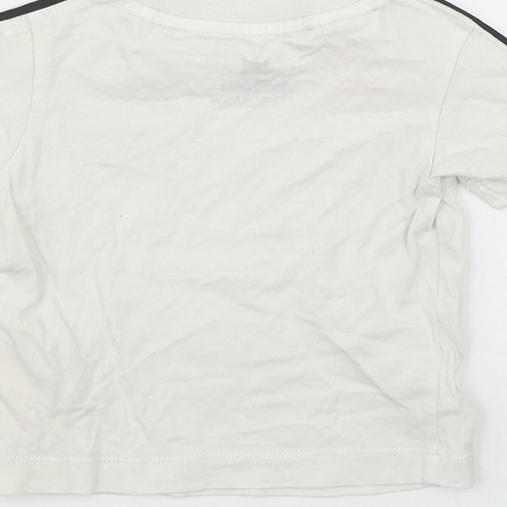 adidas Baby White  Cotton Basic T-Shirt Size 6-9 Months Round Neck Snap