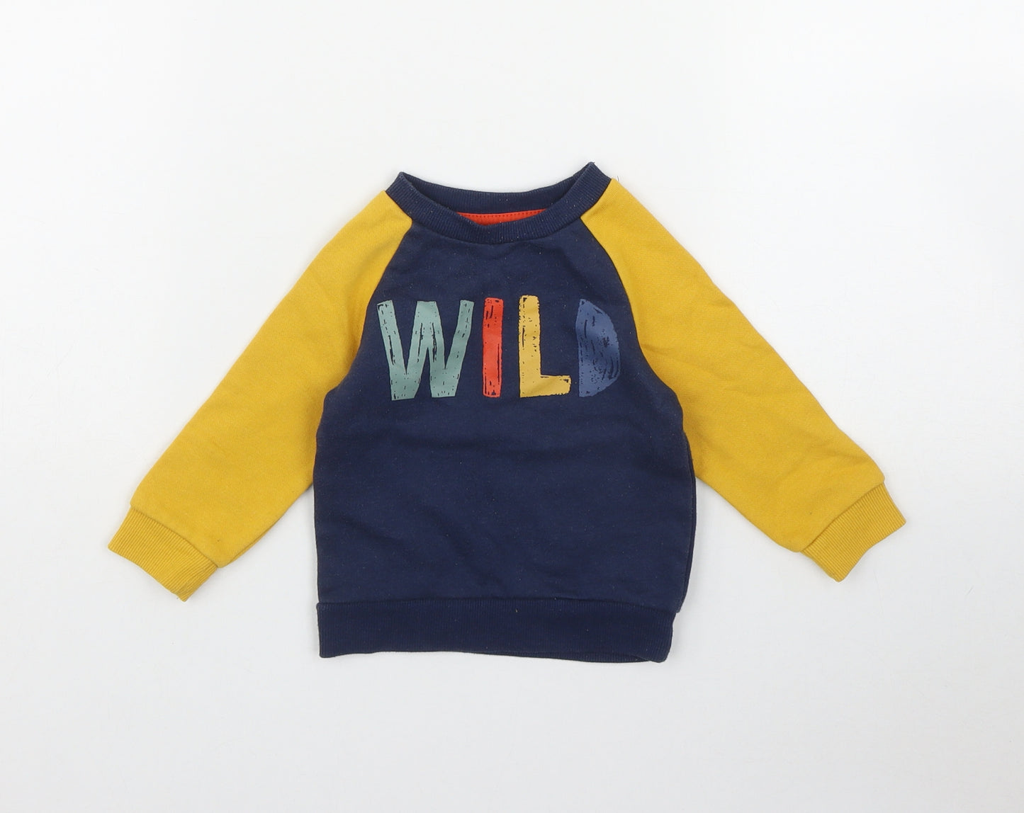 Primark Boys Blue  Cotton Pullover Jumper Size 9-12 Months   - 'Wild'