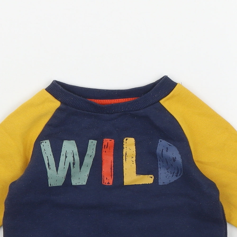 Primark Boys Blue  Cotton Pullover Jumper Size 9-12 Months   - 'Wild'