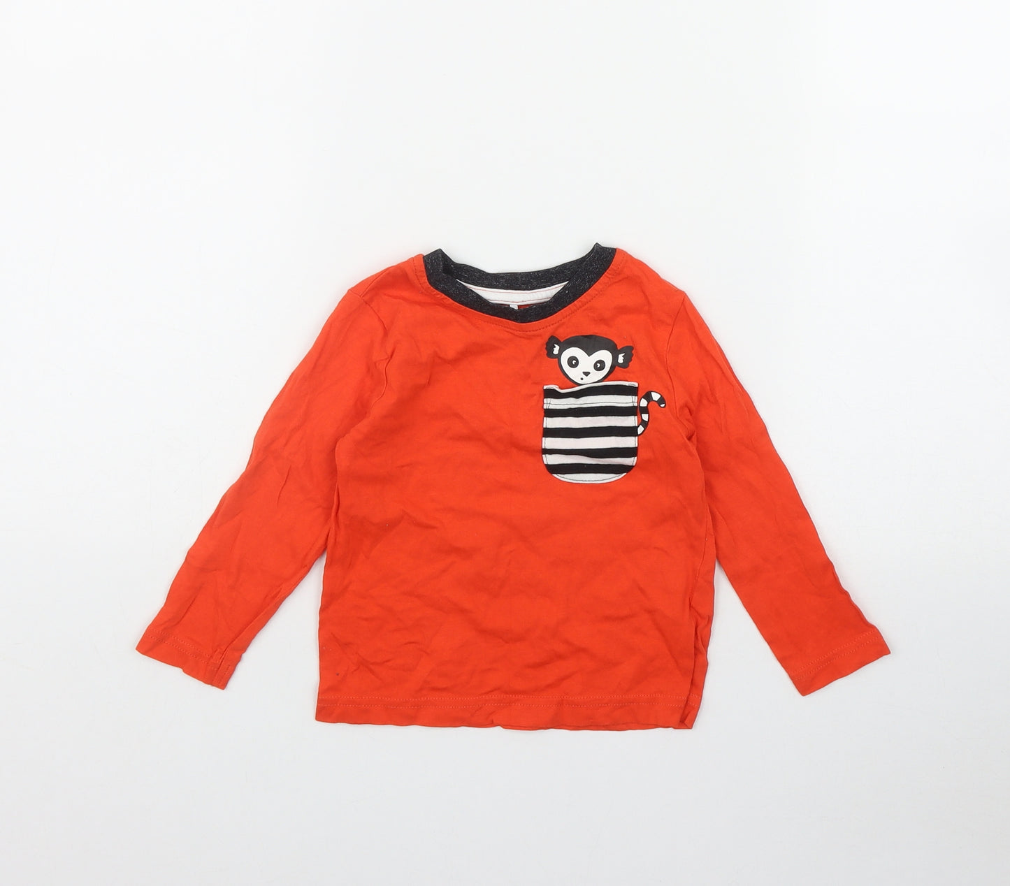 George Boys Orange  Cotton Basic T-Shirt Size 12-18 Months Round Neck