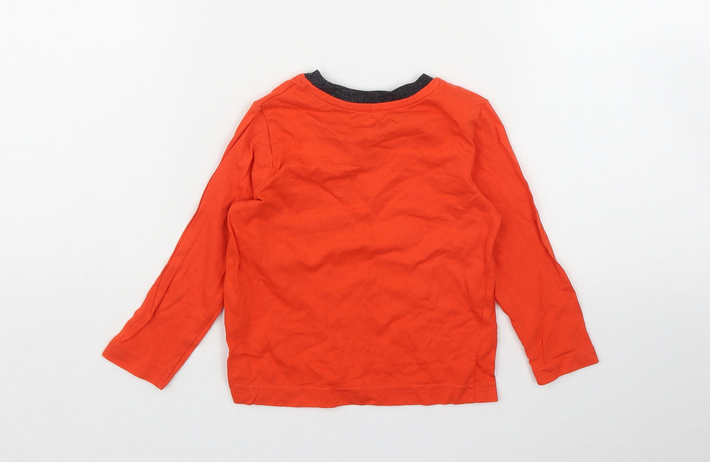 George Boys Orange  Cotton Basic T-Shirt Size 12-18 Months Round Neck