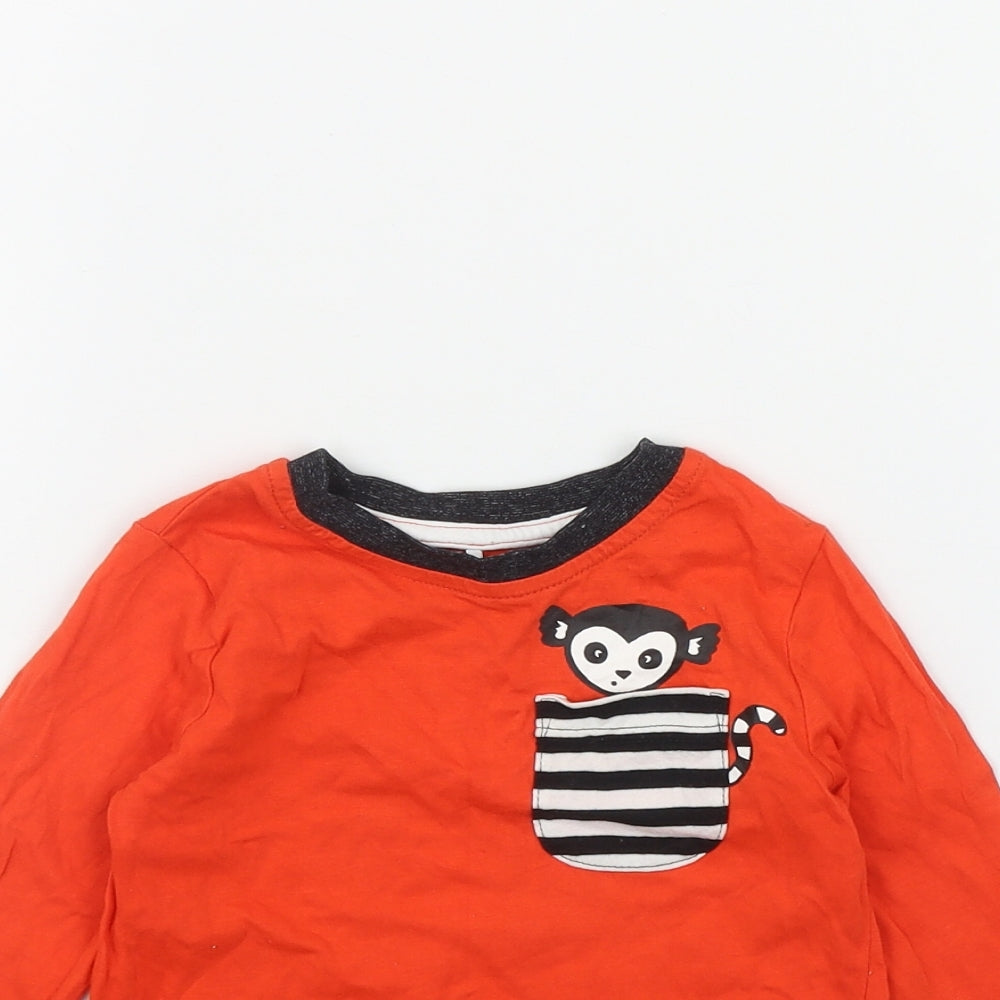 George Boys Orange  Cotton Basic T-Shirt Size 12-18 Months Round Neck