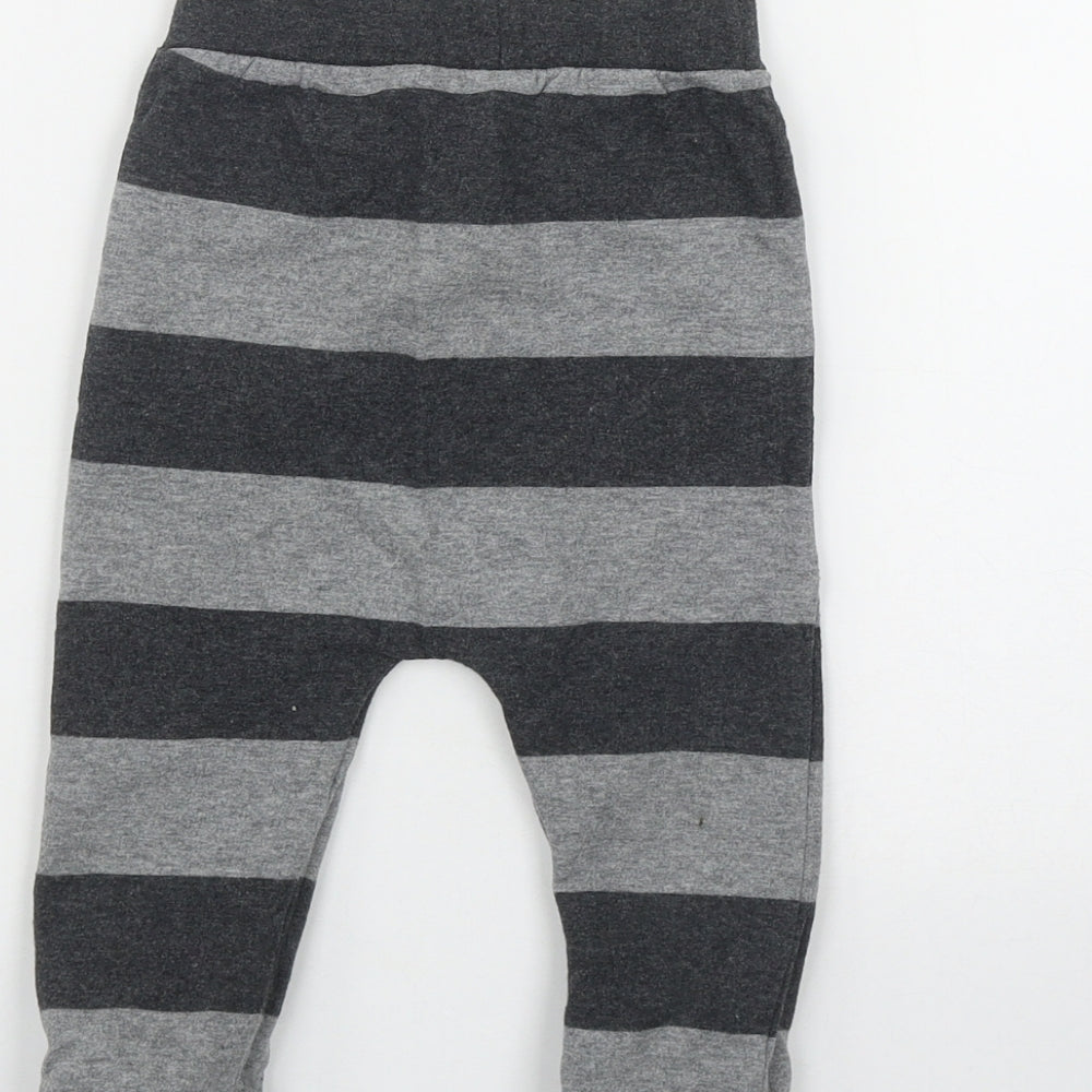 TU Boys Grey Striped Cotton Jogger Leggings Size 12-18 Months