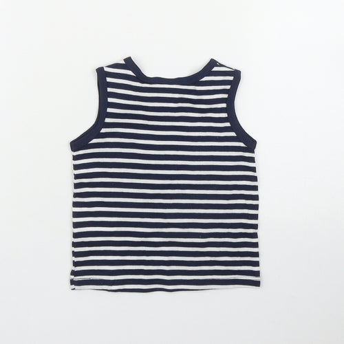 H&M Boys Blue Striped Cotton Basic Tank Size 3-6 Months Roll Neck