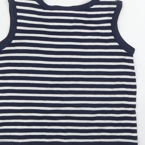 H&M Boys Blue Striped Cotton Basic Tank Size 3-6 Months Roll Neck