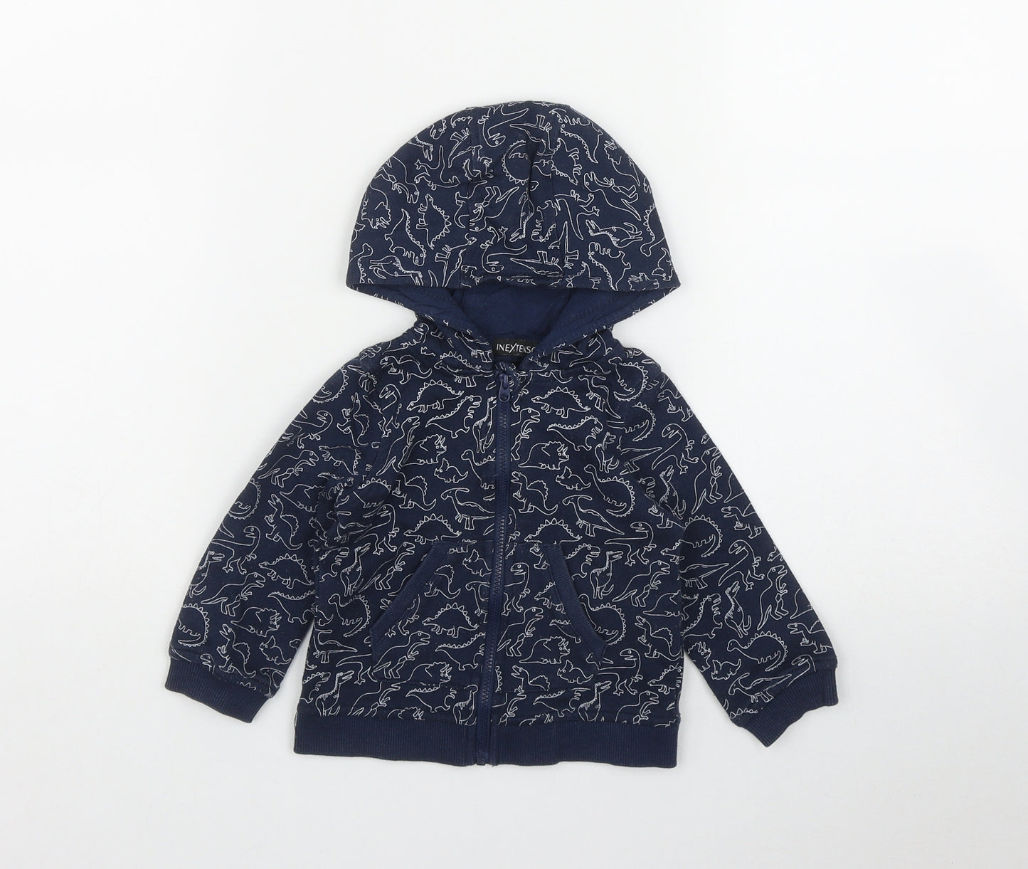 INEXTENSO Boys Blue Geometric Cotton Full Zip Hoodie Size 2 Years  Zip