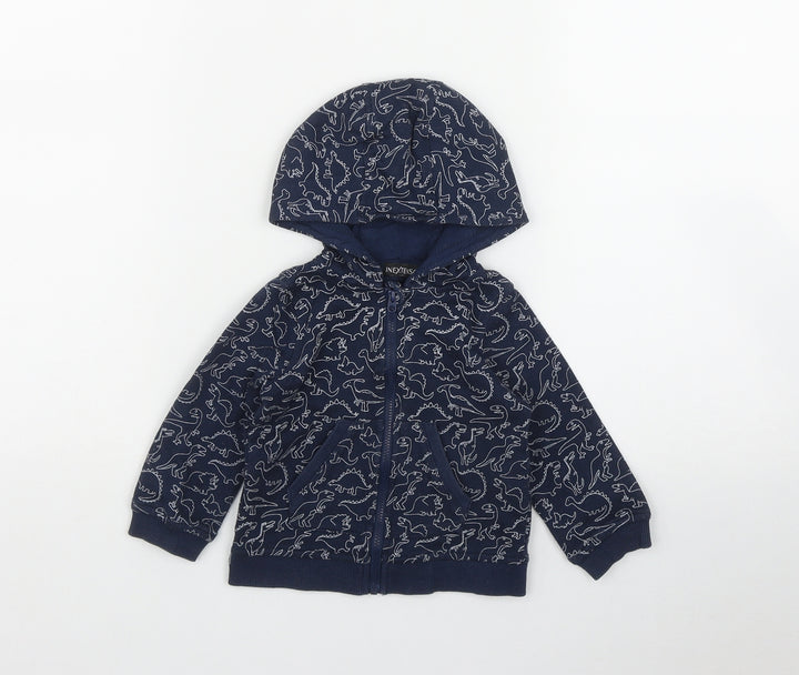INEXTENSO Boys Blue Geometric Cotton Full Zip Hoodie Size 2 Years  Zip