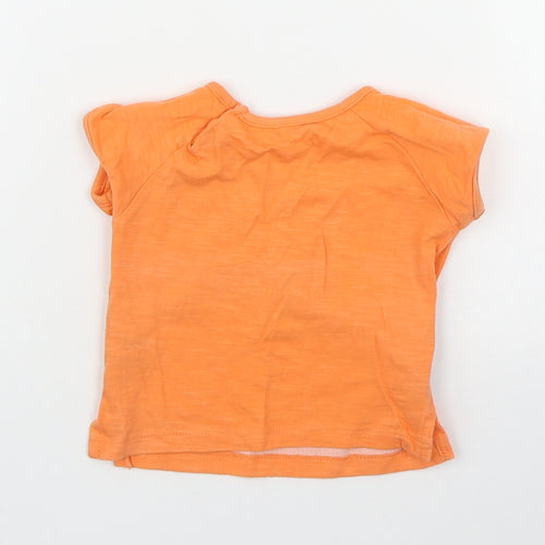 Dunnes Stores Boys Orange  Cotton Basic T-Shirt Size 3-6 Months Round Neck Snap - Tiger