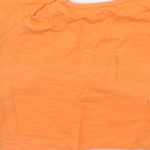 Dunnes Stores Boys Orange  Cotton Basic T-Shirt Size 3-6 Months Round Neck Snap - Tiger