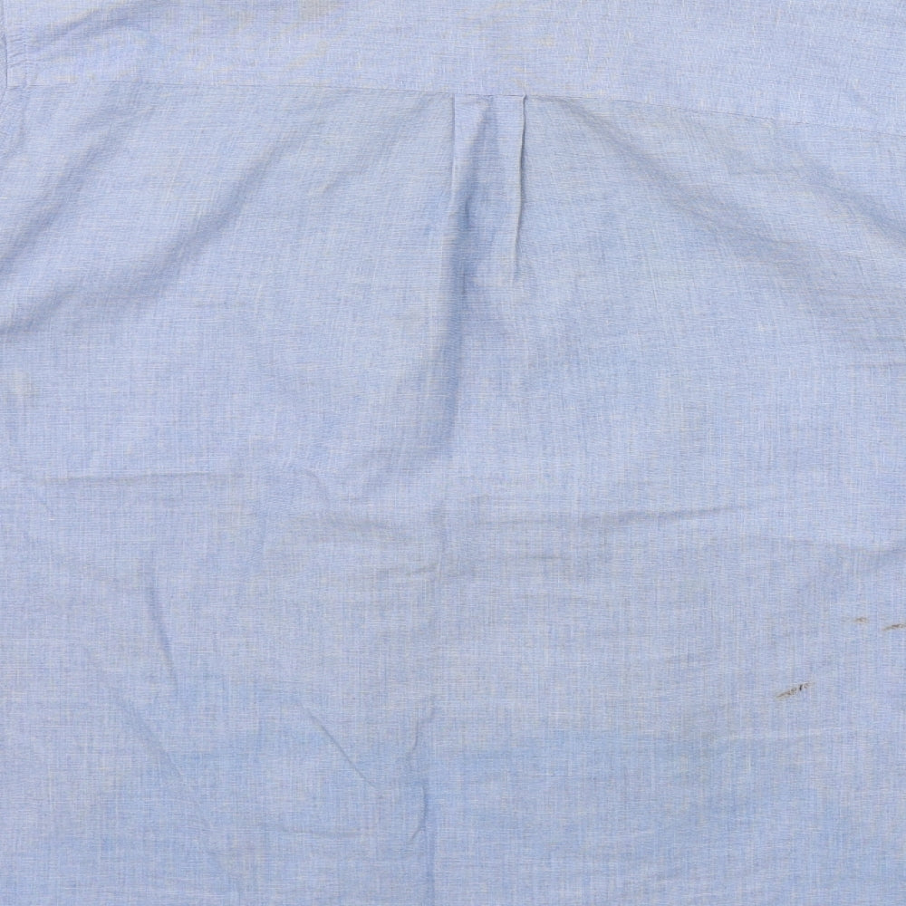 Papaya Womens Blue Floral Cotton Basic Button-Up Size 16 Collared - Flowers