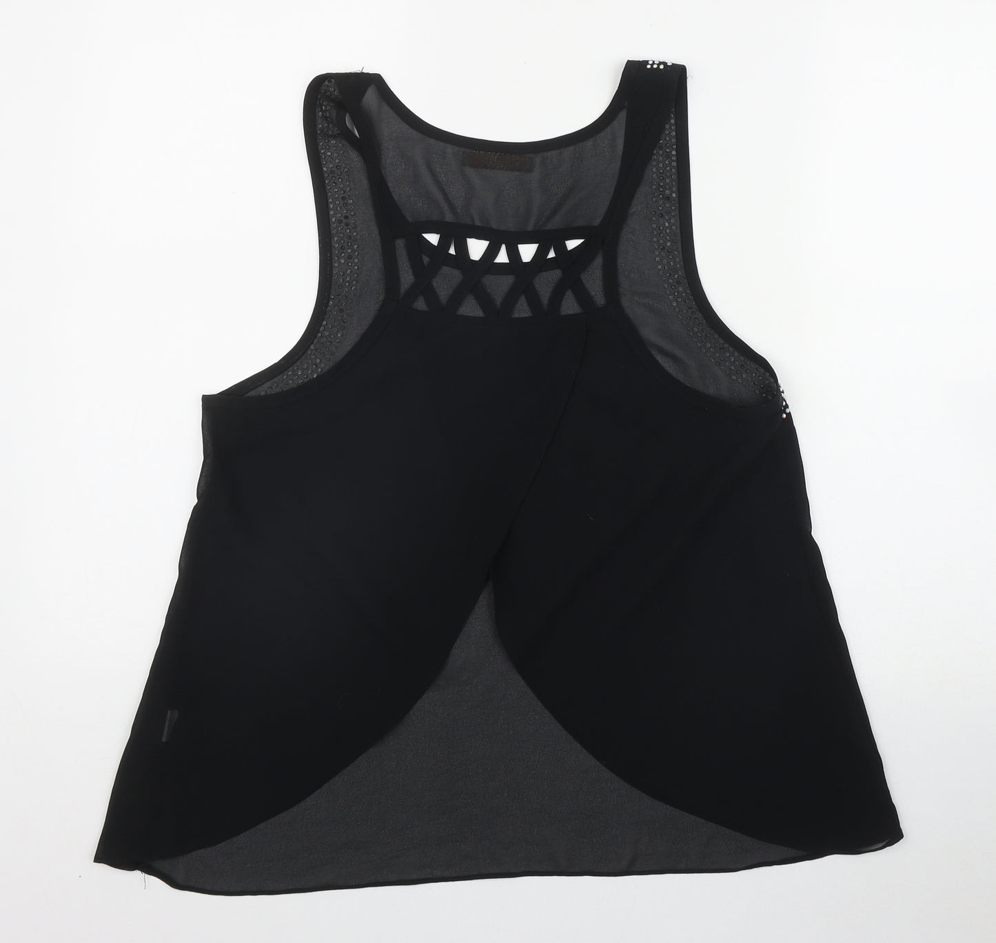 Maison Chic Womens Black  Polyester Basic Tank Size S Scoop Neck