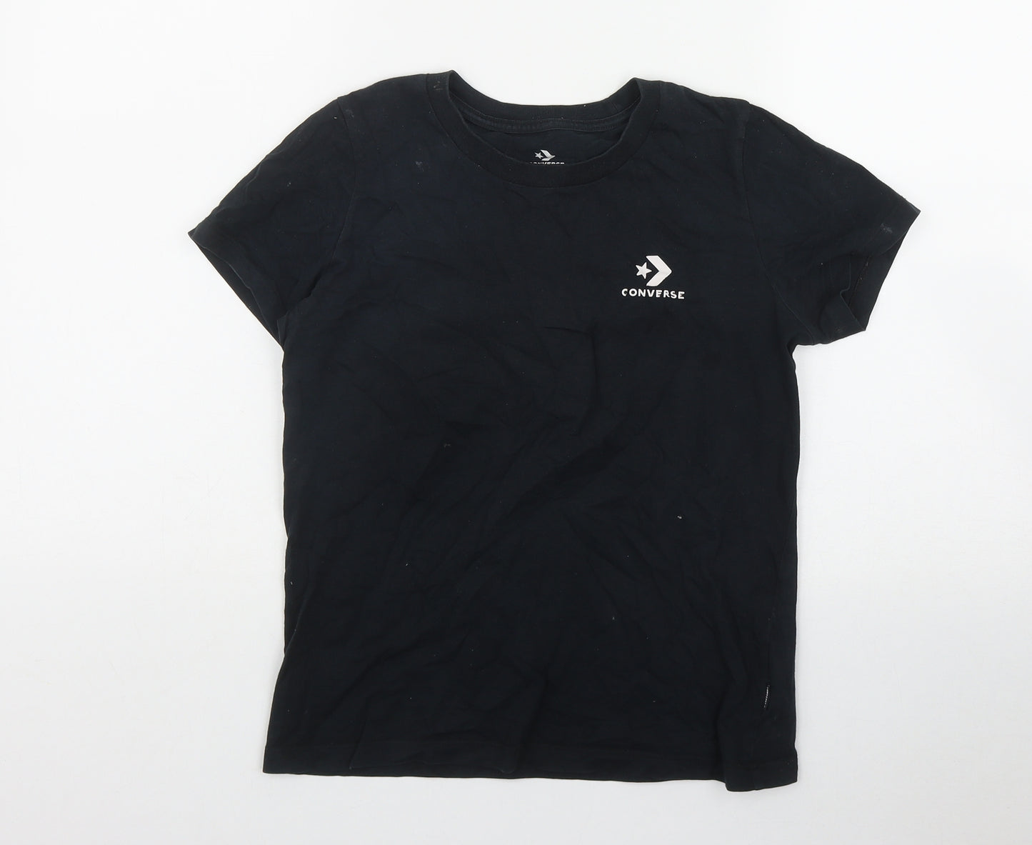 Converse Womens Black  Cotton Basic T-Shirt Size XS Round Neck