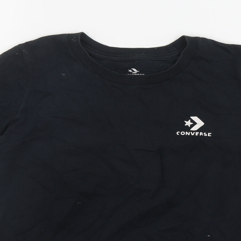 Converse Womens Black  Cotton Basic T-Shirt Size XS Round Neck