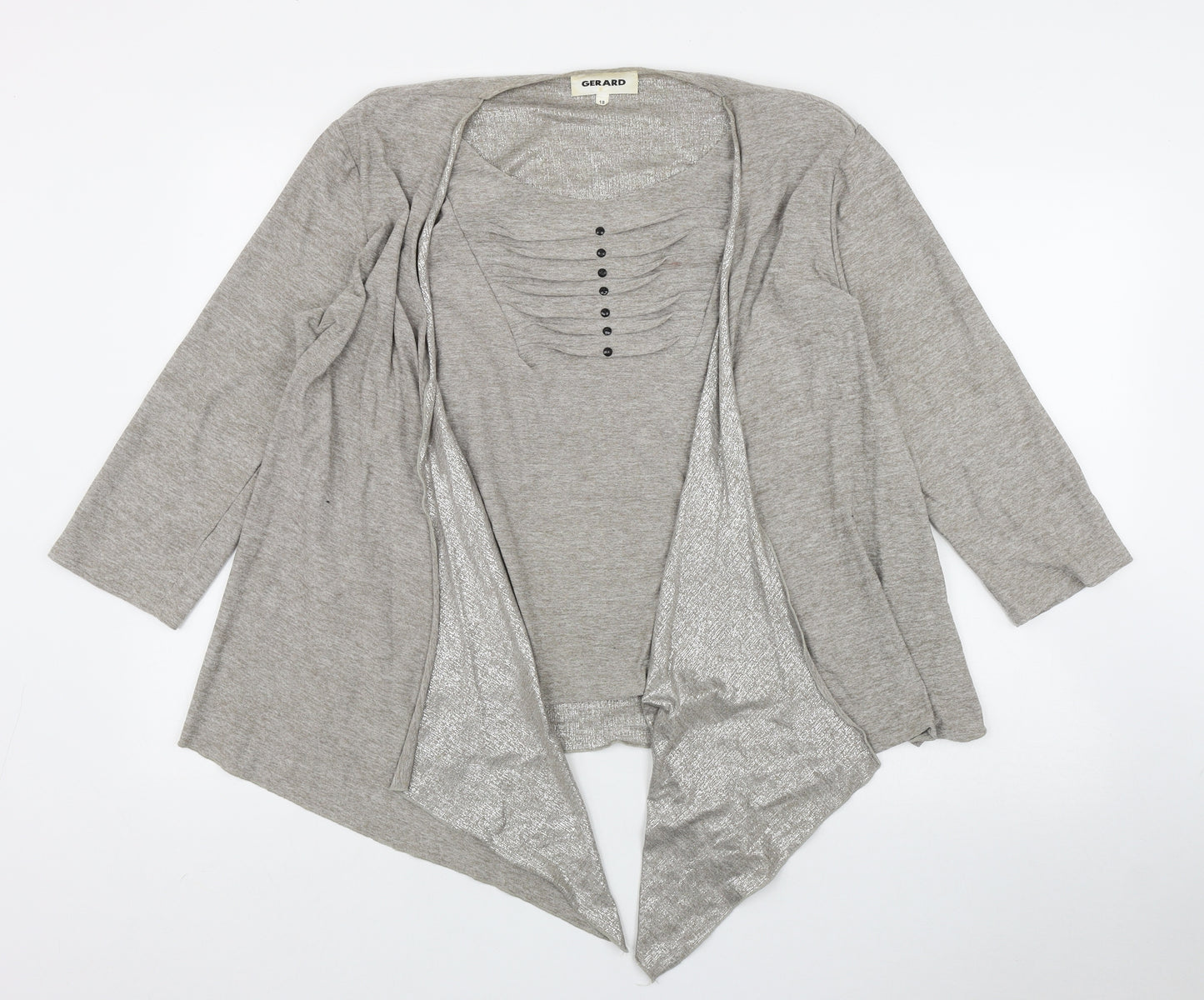 Gerard Womens Beige  Nylon Basic T-Shirt Size 18 Round Neck