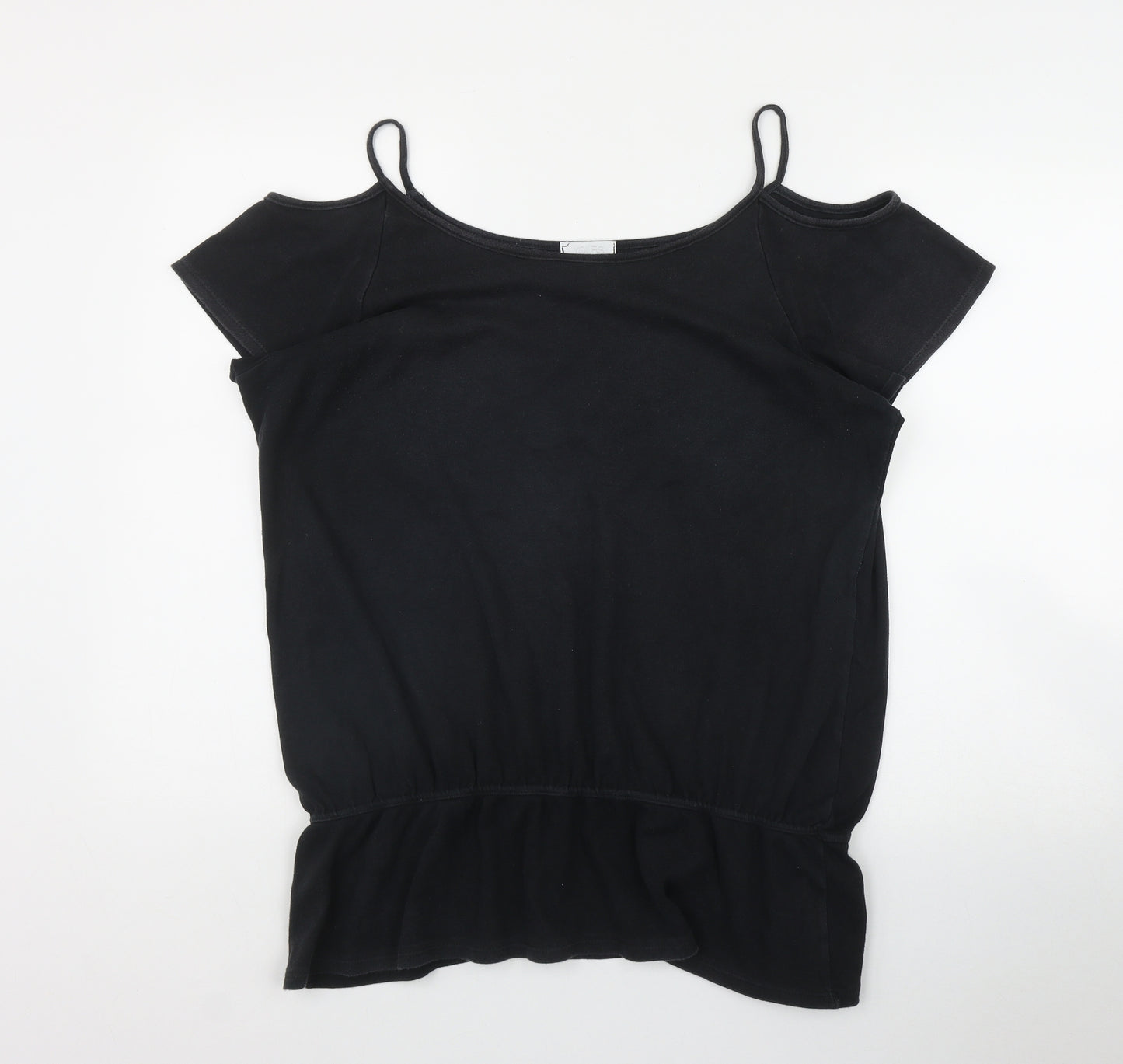 Yours Womens Black  Cotton Basic T-Shirt Size 20 Off the Shoulder