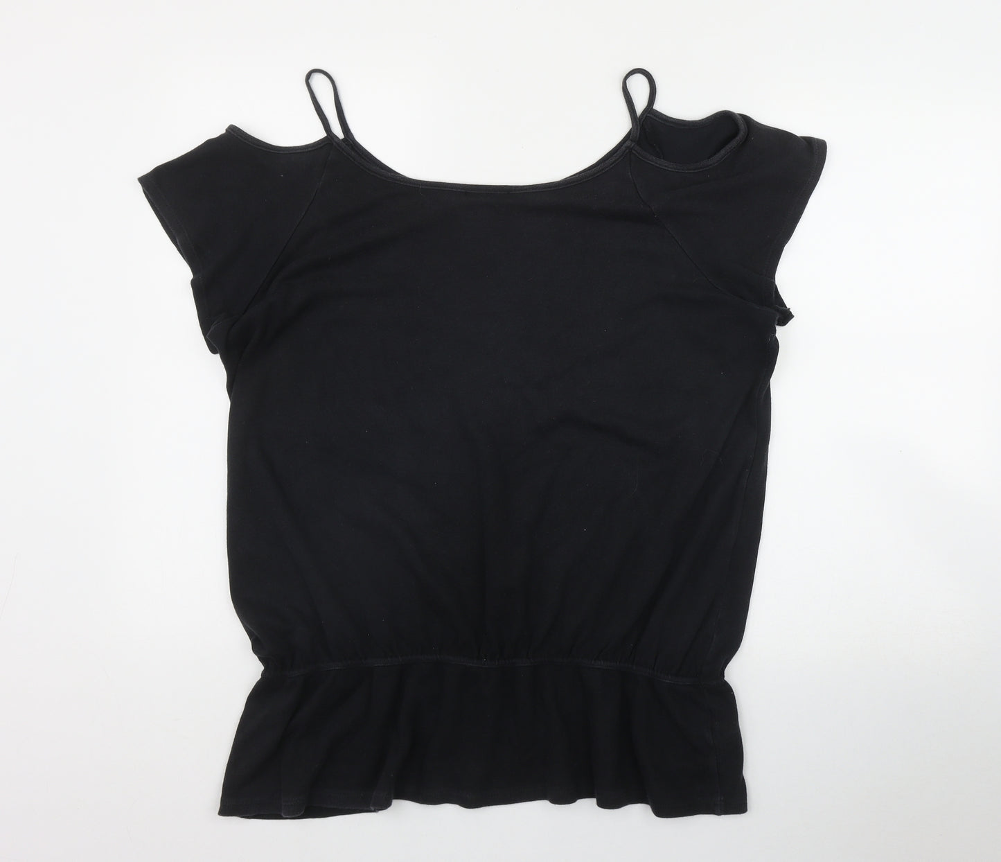 Yours Womens Black  Cotton Basic T-Shirt Size 20 Off the Shoulder