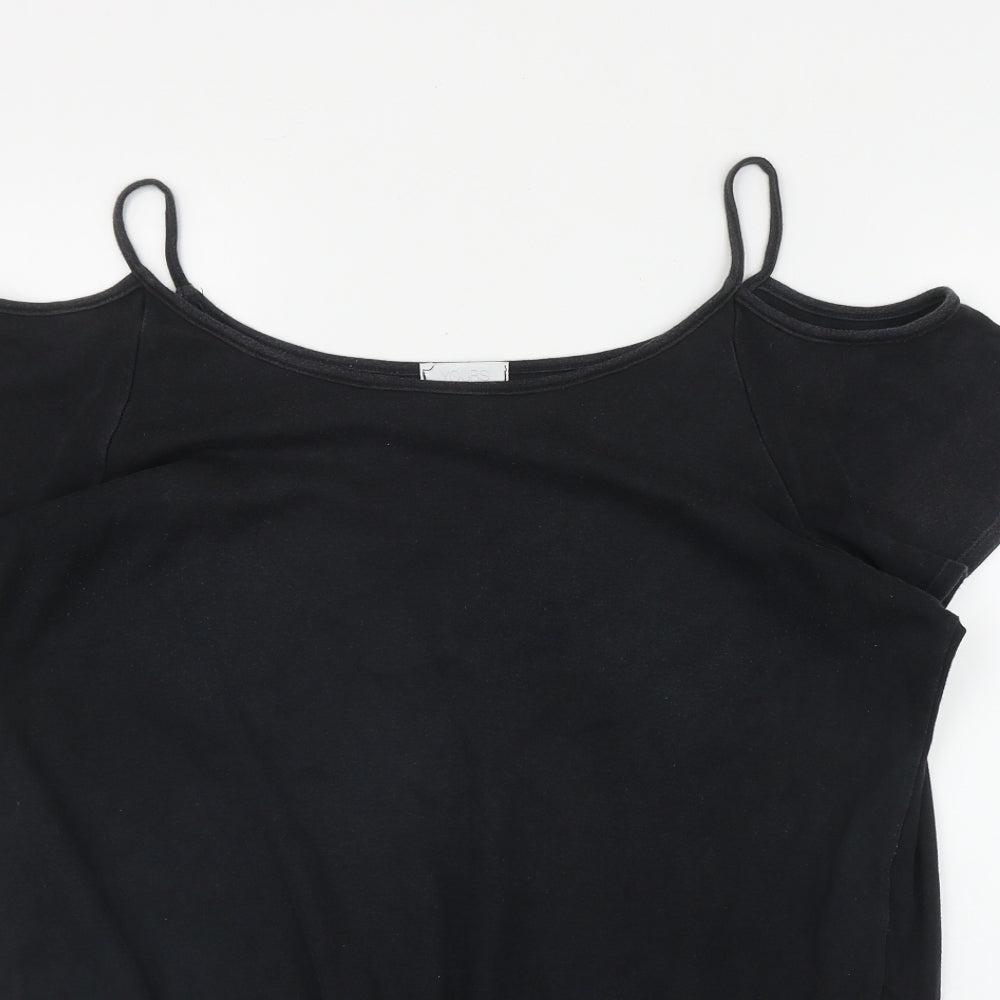 Yours Womens Black  Cotton Basic T-Shirt Size 20 Off the Shoulder