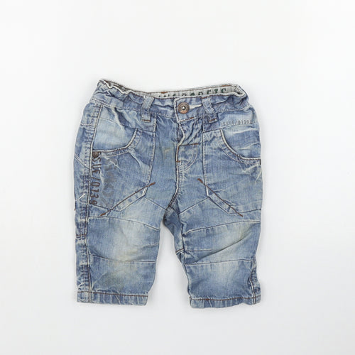 NEXT Boys Blue  Cotton Cargo Trousers Size 3-6 Months  Button