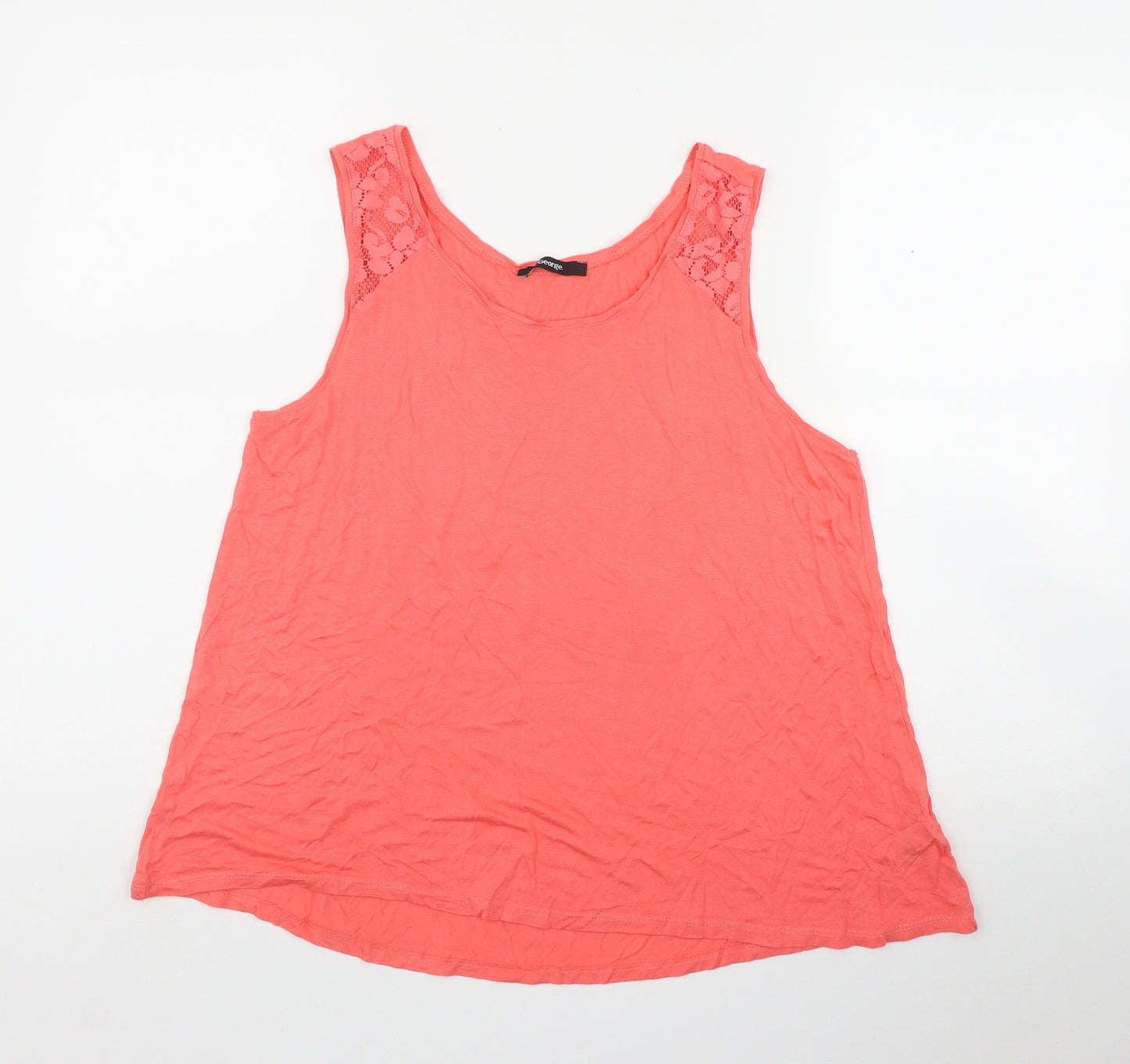 George Womens Pink  Viscose Basic Tank Size 14 Scoop Neck