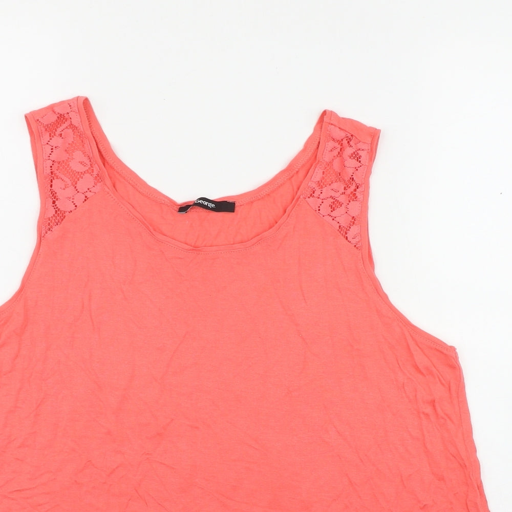 George Womens Pink  Viscose Basic Tank Size 14 Scoop Neck