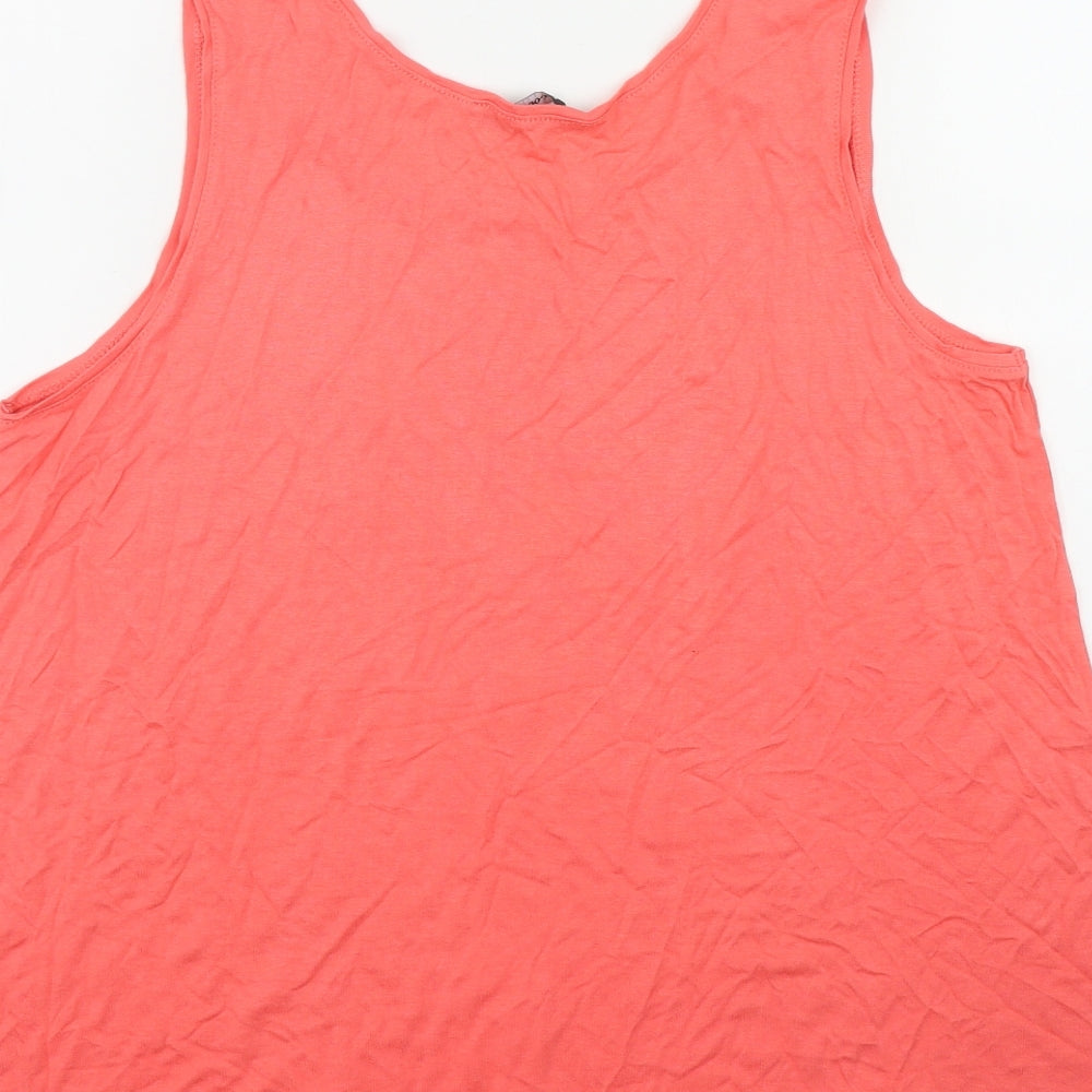 George Womens Pink  Viscose Basic Tank Size 14 Scoop Neck