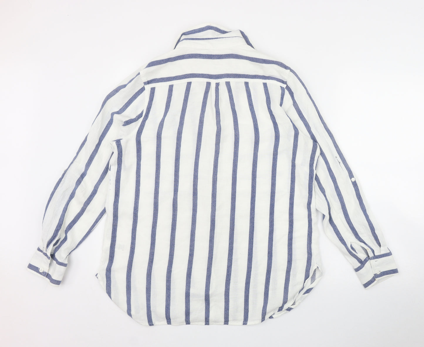 Papaya Womens White Striped Cotton Basic Button-Up Size 16 Collared