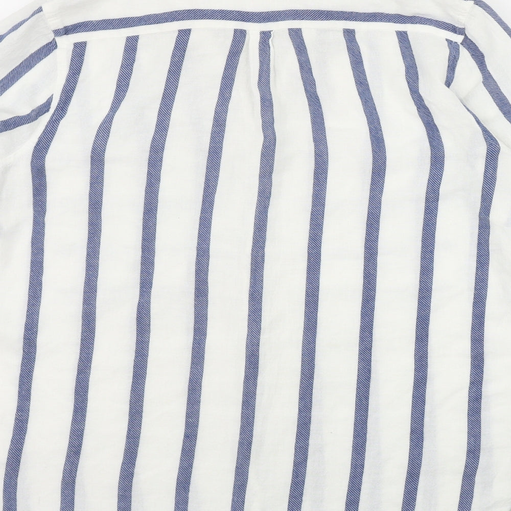 Papaya Womens White Striped Cotton Basic Button-Up Size 16 Collared