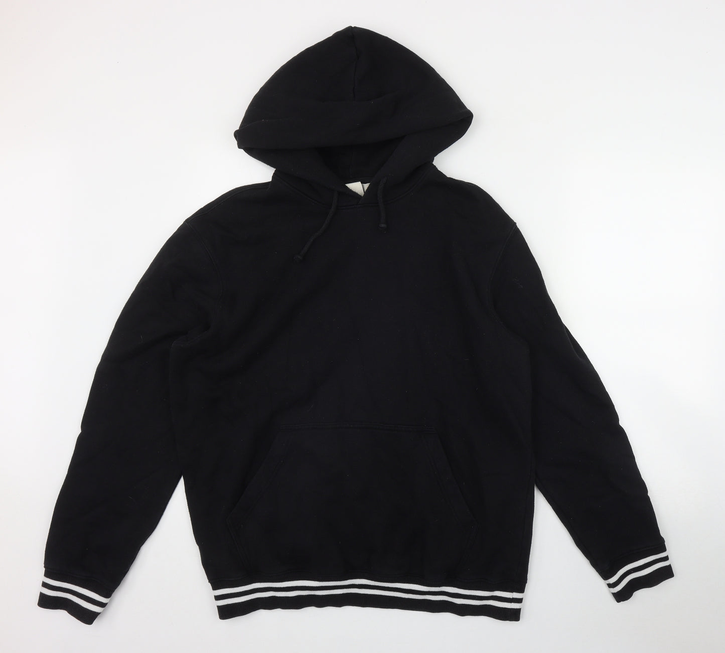 H&M Mens Black  Cotton Pullover Hoodie Size L