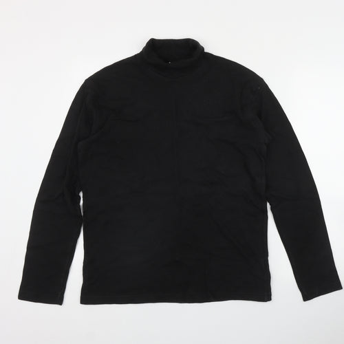 DECATHLON Mens Black  Cotton  T-Shirt Size M Roll Neck