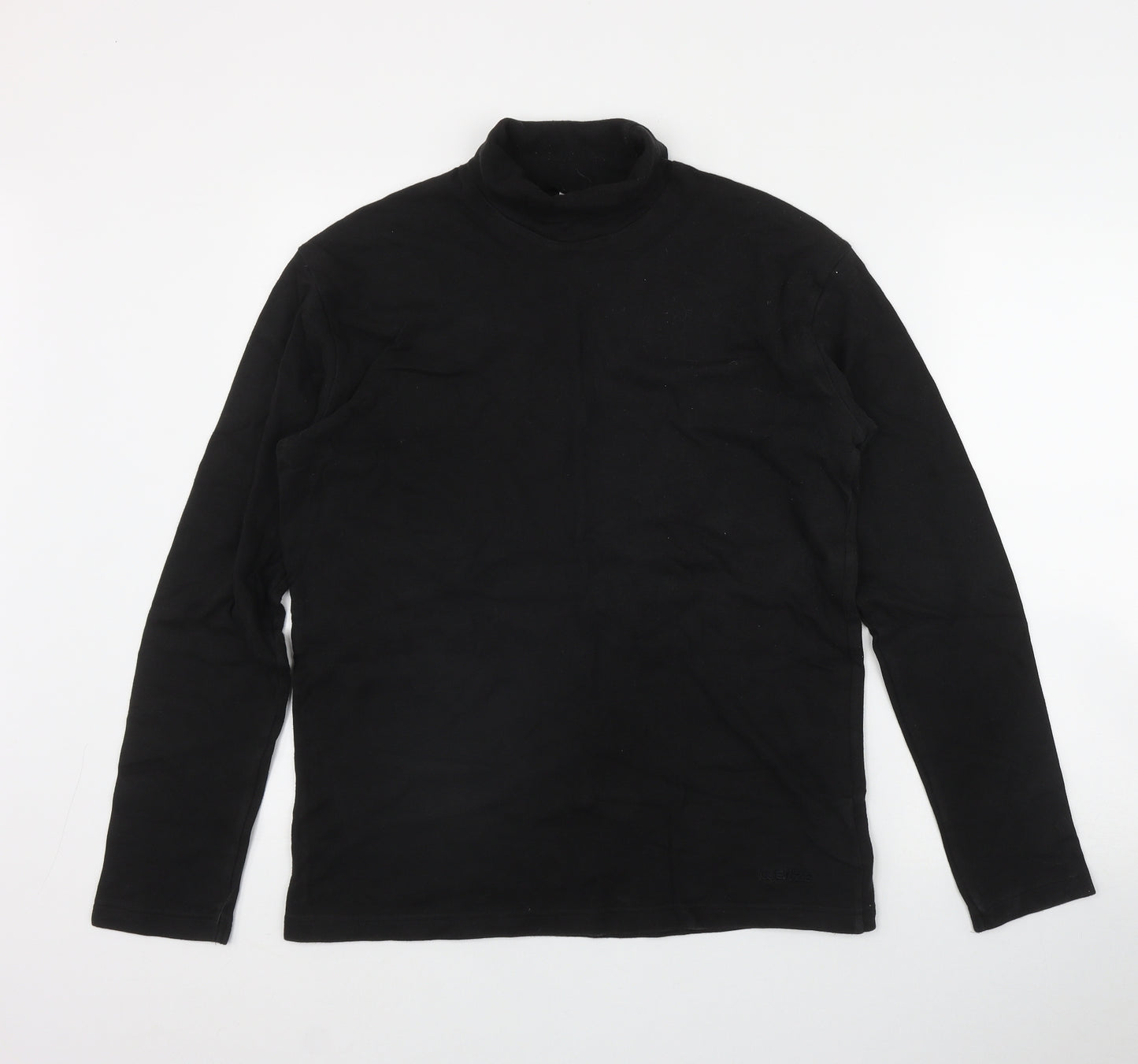 DECATHLON Mens Black  Cotton  T-Shirt Size M Roll Neck