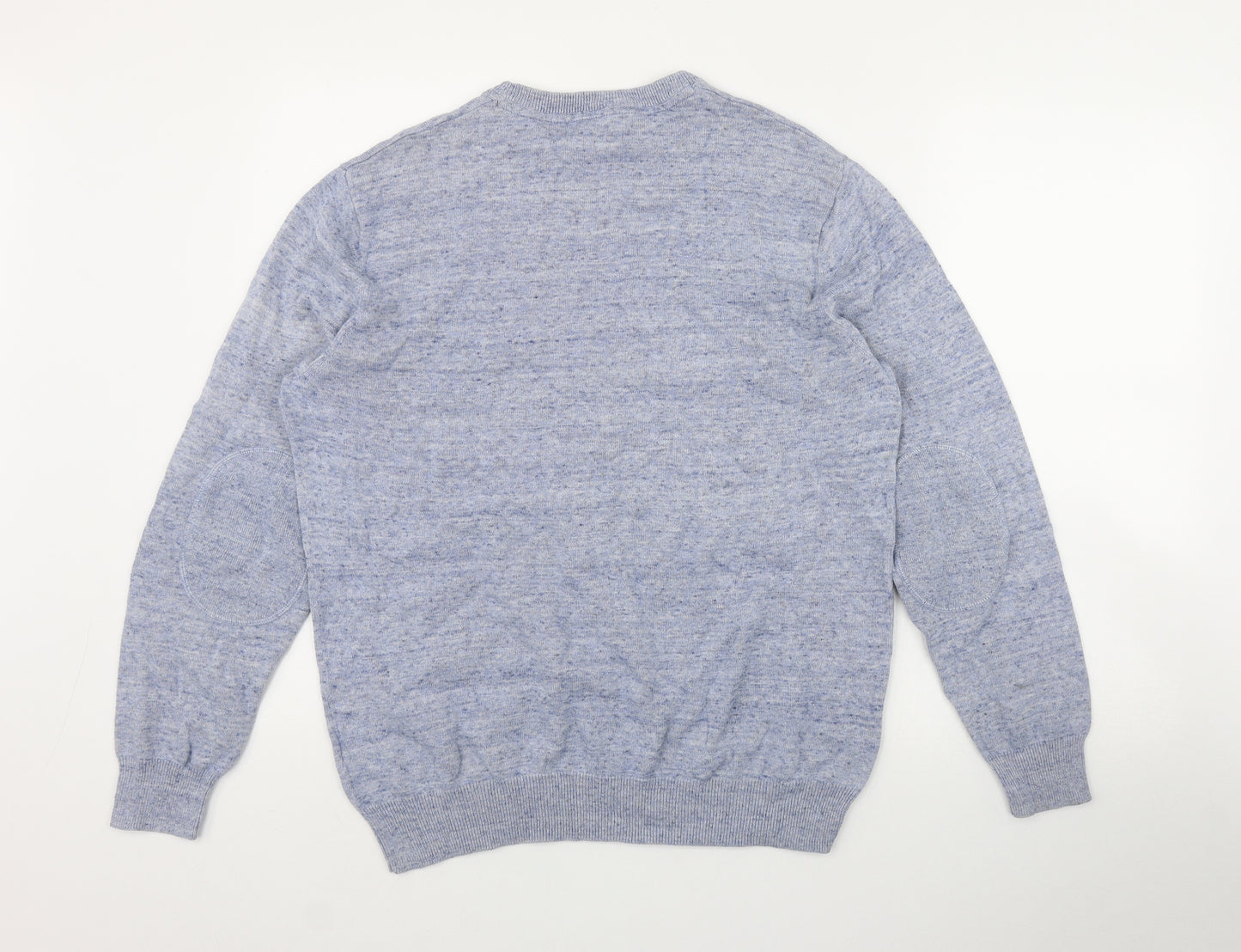TU Mens Blue Round Neck  Cotton Pullover Jumper Size M