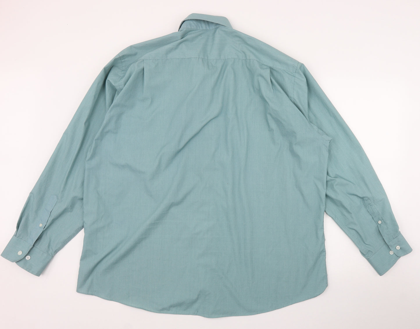 Taylor & Wright Mens Green  Polyester  Dress Shirt Size L Collared Button