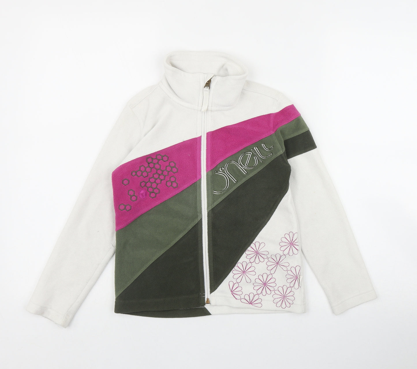 O'Neill Girls Multicoloured Colourblock Polyester Full Zip Sweatshirt Size 8-9 Years  Zip