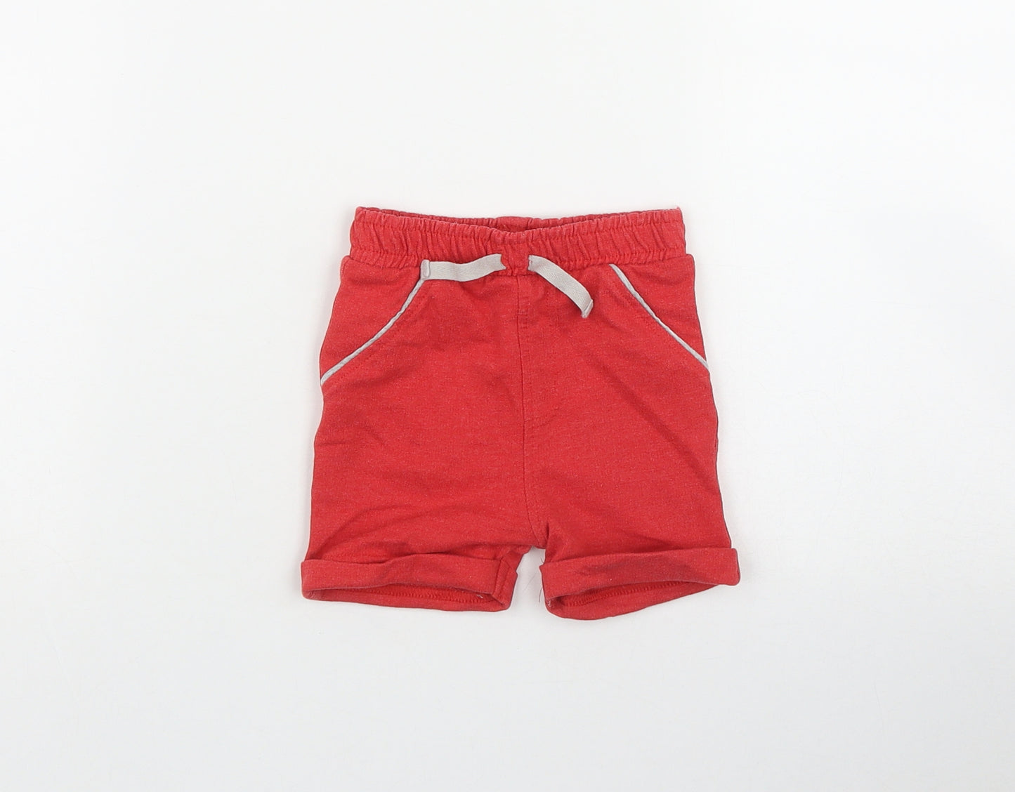 George Boys Red  Cotton Cropped Trousers Size 6-9 Months