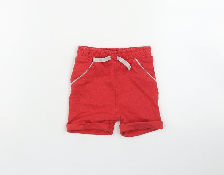 George Boys Red  Cotton Cropped Trousers Size 6-9 Months